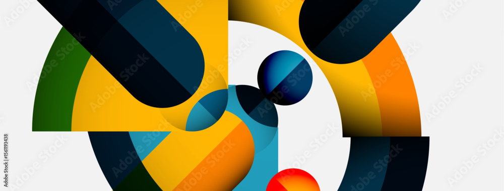 Aufkleber Abstract composition. Overlapping colorful shapes create dynamic visual effect. Modern design, clean lines, vibrant hues.