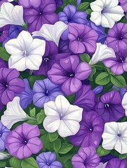 Obraz premium Vibrant display of petunias in full bloom garden scene floral artwork lush environment close-up view nature's beauty