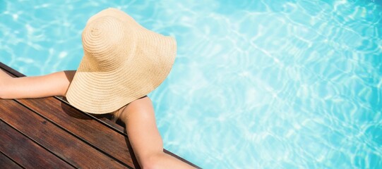 High angle view of person in swimming pool