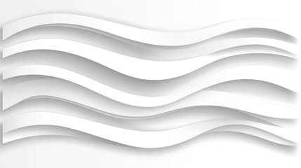 Abstract White Waves: Minimalist Paper Cut Design with Subtle Shadows and Depth