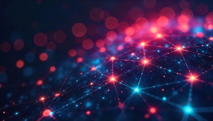 Glowing Network Nodes  A Futuristic Visualization of Seamless Data Flow and Technological Innovation