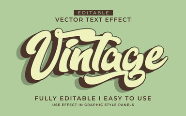 3d editable retro text effect typography vintage style template