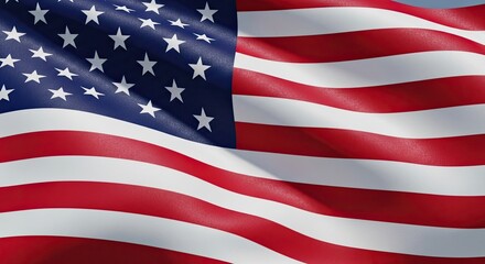Fototapeta premium Majestic American Flag Waving Proudly: A Symbol of Freedom, Democracy, and National Unity, Perfect for Patriotic Projects and Celebrations of American Heritage.