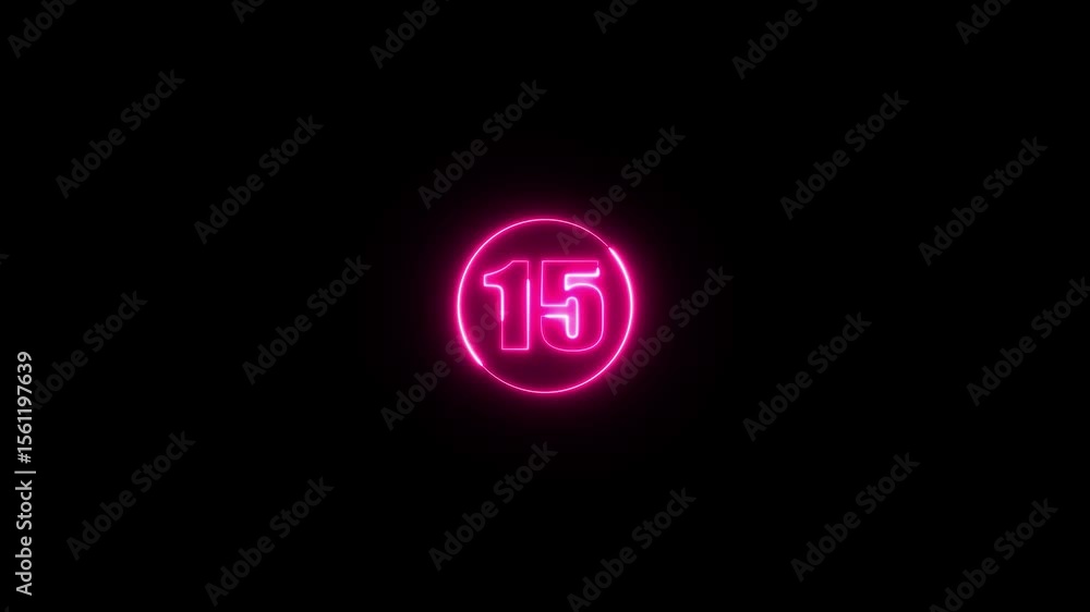 Poster neon number animation. animation of glowing neon purple color number text animation.