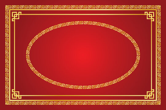 Chinese Ornament Border Verctor With Red Background