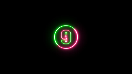 Neon number icon on the black background. Glowing mathematics number. neon number icon.