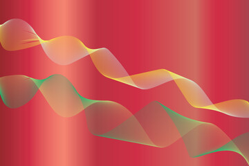 Abstract Background Dynamic Red Wave with Green Accents 

