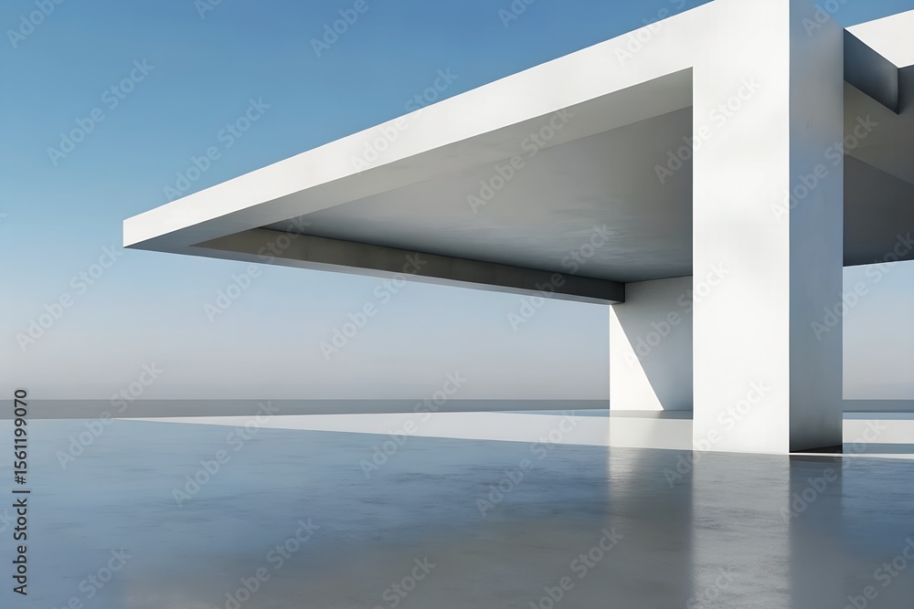 Poster abstract modern architecture with concrete floor – 3d render for car presentation