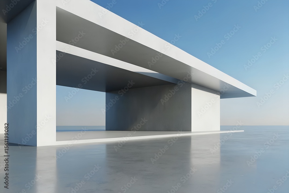Aufkleber abstract modern architecture with concrete floor – 3d render for car presentation