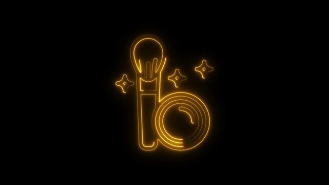 a glowing neon makeup brash icon animation video on black background 