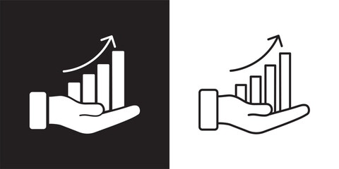 Growth solid and thin line web icon set. Vector illustration