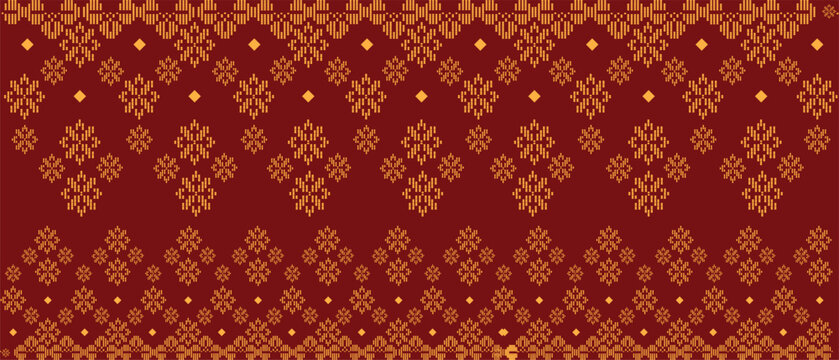 Traditional "Songket" textile pattern featuring intricate geometric and floral motifs