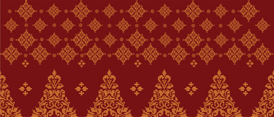 Traditional "Songket" textile pattern featuring intricate geometric and floral motifs