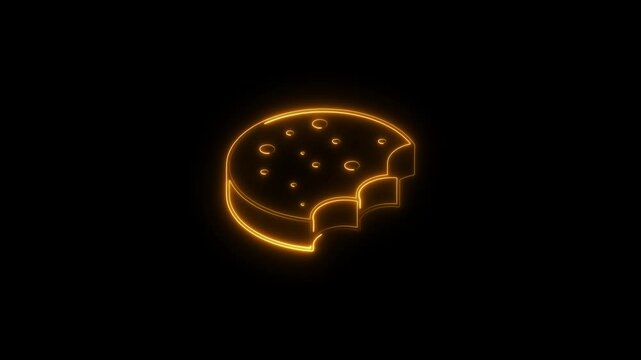 a glowing neon original logo pizza with mushrooms animation video on black background 