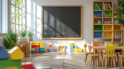 Classroom Chalkboard Mockup With