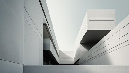 Obraz premium Modern architecture facade with geometric shapes.