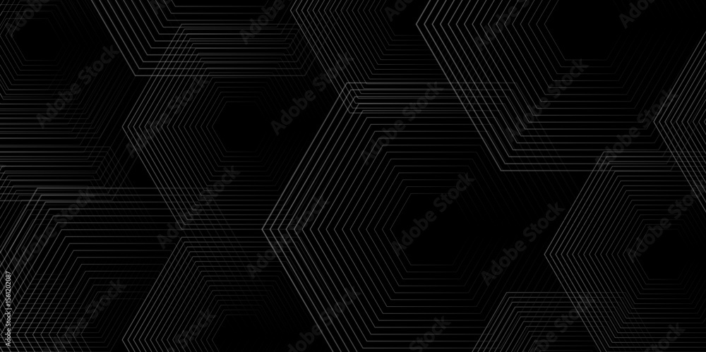 Poster abstract grey lines on black creative gradient luxury shapes square background. modern pattern elega