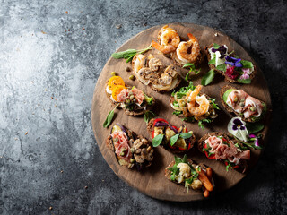 Variety of mini sandwiches, open sandwich