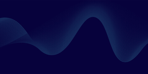 Abstract glowing wave lines on dark blue background. Dynamic wave pattern. Modern flowing wavy lines. Futuristic technology concept.