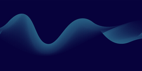 Abstract glowing wave lines on dark blue background. Dynamic wave pattern. Modern flowing wavy lines. Futuristic technology concept.