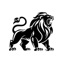 Royal heraldic lions. Black silhouette of rampant lion and griffins for logo or coat of arms. Premium wild animal crest symbols.	
