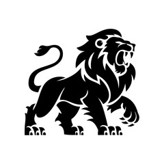 Royal heraldic lions. Black silhouette of rampant lion and griffins for logo or coat of arms. Premium wild animal crest symbols.	
