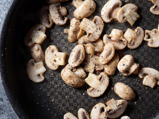Grilled mushrooms in a pan