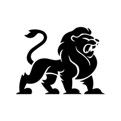 Royal heraldic lions. Black silhouette of rampant lion and griffins for logo or coat of arms. Premium wild animal crest symbols.	
