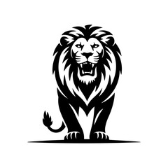 Royal heraldic lions. Black silhouette of rampant lion and griffins for logo or coat of arms. Premium wild animal crest symbols.	
