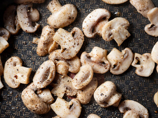 Grilled mushrooms in a pan