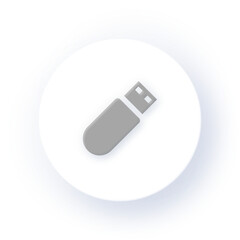 Neumorphism Icon USB Flash Drive Icon Soft Drop Shadow on Dark Background Neumorphic UI UX Design User Interface Neumorphism Shadow