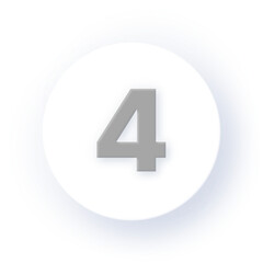 Neumorphism Soft Shadow Number 4 Digit Four Numeric Character Typography Math Symbol School Learning Font Design Classroom Drop Shadow on Dark Background Neumorphic