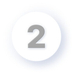 Neumorphism Soft Shadow Number 2 Digit Two Typography Math Symbol Character Educational Numeric Font Design Classroom ABC Drop Shadow on Dark Background Neumorphic