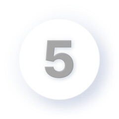 Neumorphism Soft Shadow Number 5 Digit Five Typography Numeric Symbol Character School Learning Education Font Math Design Drop Shadow on Dark Background Neumorphic