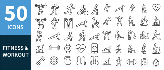 Fitness and workout icons exercise health