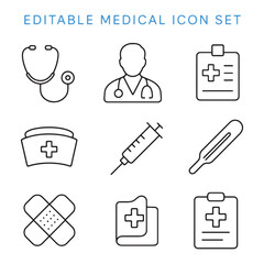 Medical healthcare icons set stethoscope