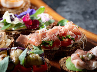  Variety of mini sandwiches with cream cheese, 