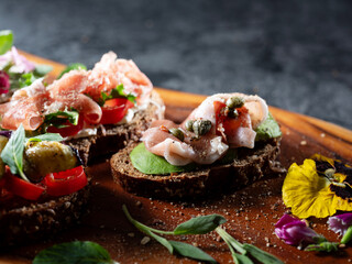 Variety of mini sandwiches with cream cheese, 