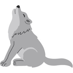 Grey wolf cartoon illustration 