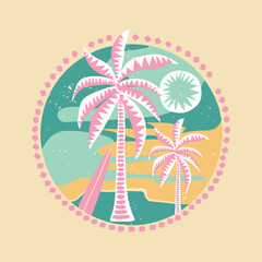 summer t shirt designs ,vector t shirt design summer , the sun is here. Summer vibes artwork. t-shirt prints and other uses.