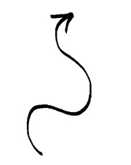 Emphasis arrow vector icon. Design doodle arrow grunge line. Vector twist zigzag curve wave.