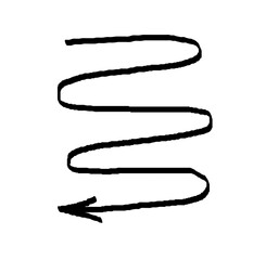 Emphasis arrow vector icon. Design doodle arrow grunge line. Vector twist zigzag curve wave.