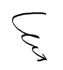 Emphasis arrow vector icon. Design doodle arrow grunge line. Vector twist zigzag curve wave.