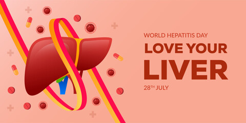 world hepatitis day banner illustration in gradient style