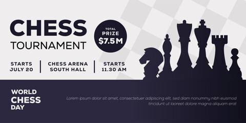 chess tournament horizontal banner to celebrate world chess day