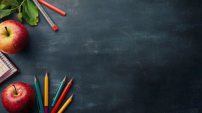 back to school background with school supplies - Powered by Adobe