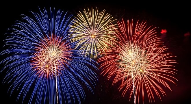 Spectacular Fireworks Display Red, White, and Blue Celebration