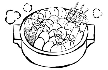 おでんのベクターイラスト 手描き 筆 冬 鍋物