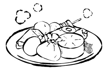 おでんのベクターイラスト 手描き 筆 冬 鍋物
