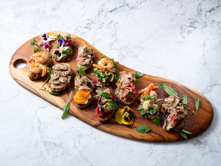 Open sandwich on a cutting board